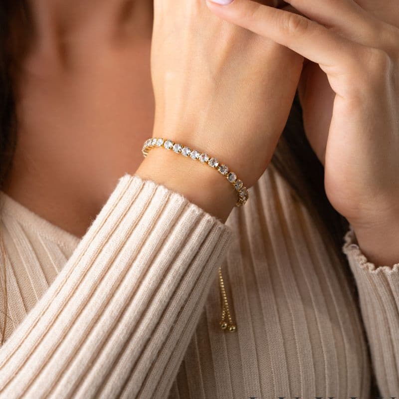 Bransoletka Damska Złota z Kryształami Swarovski