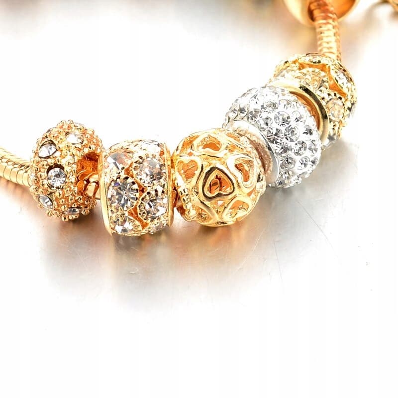 Złota Bbransoletka damska modułowa do charms 585